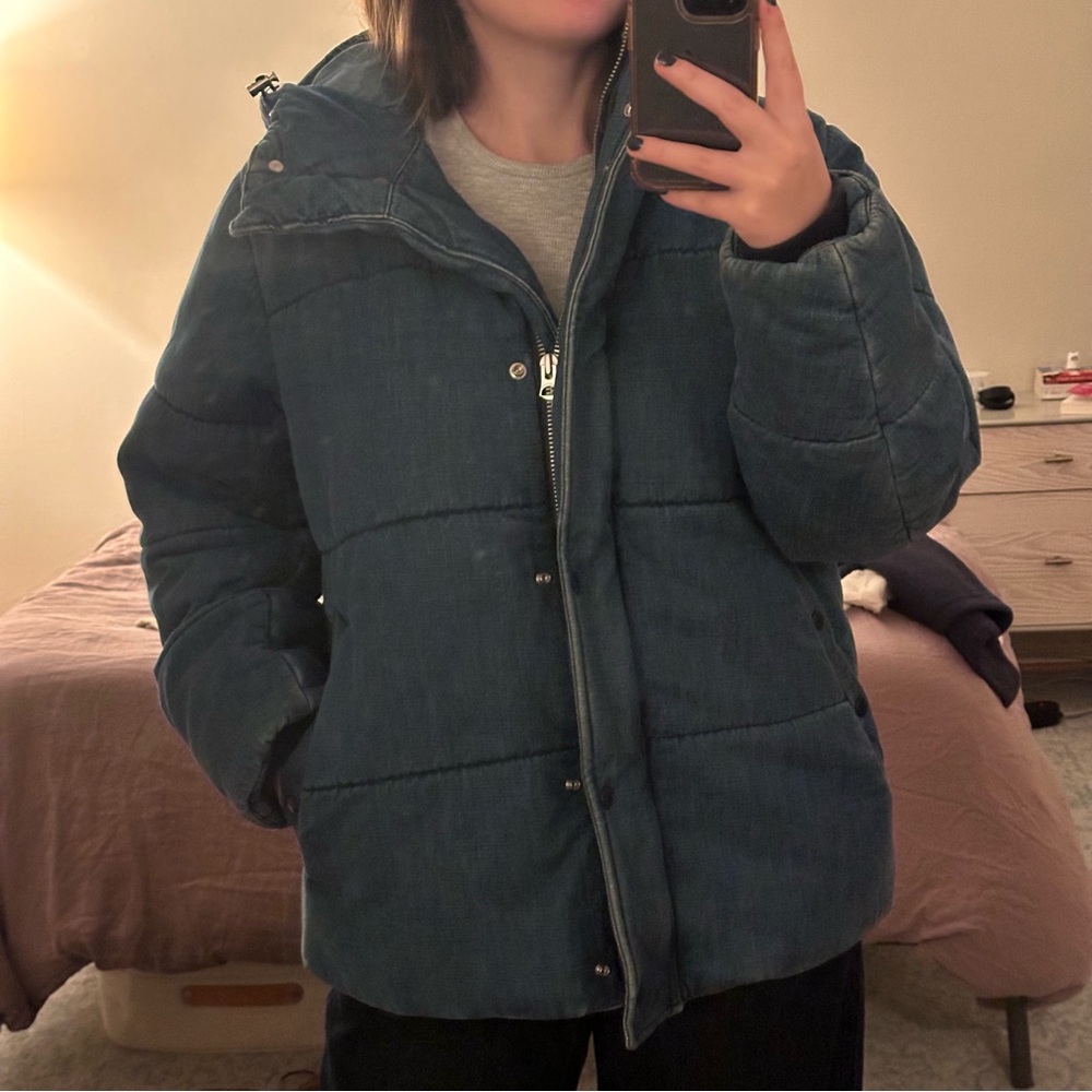 Rag & Bone Hooded Indigo Puffer Coat